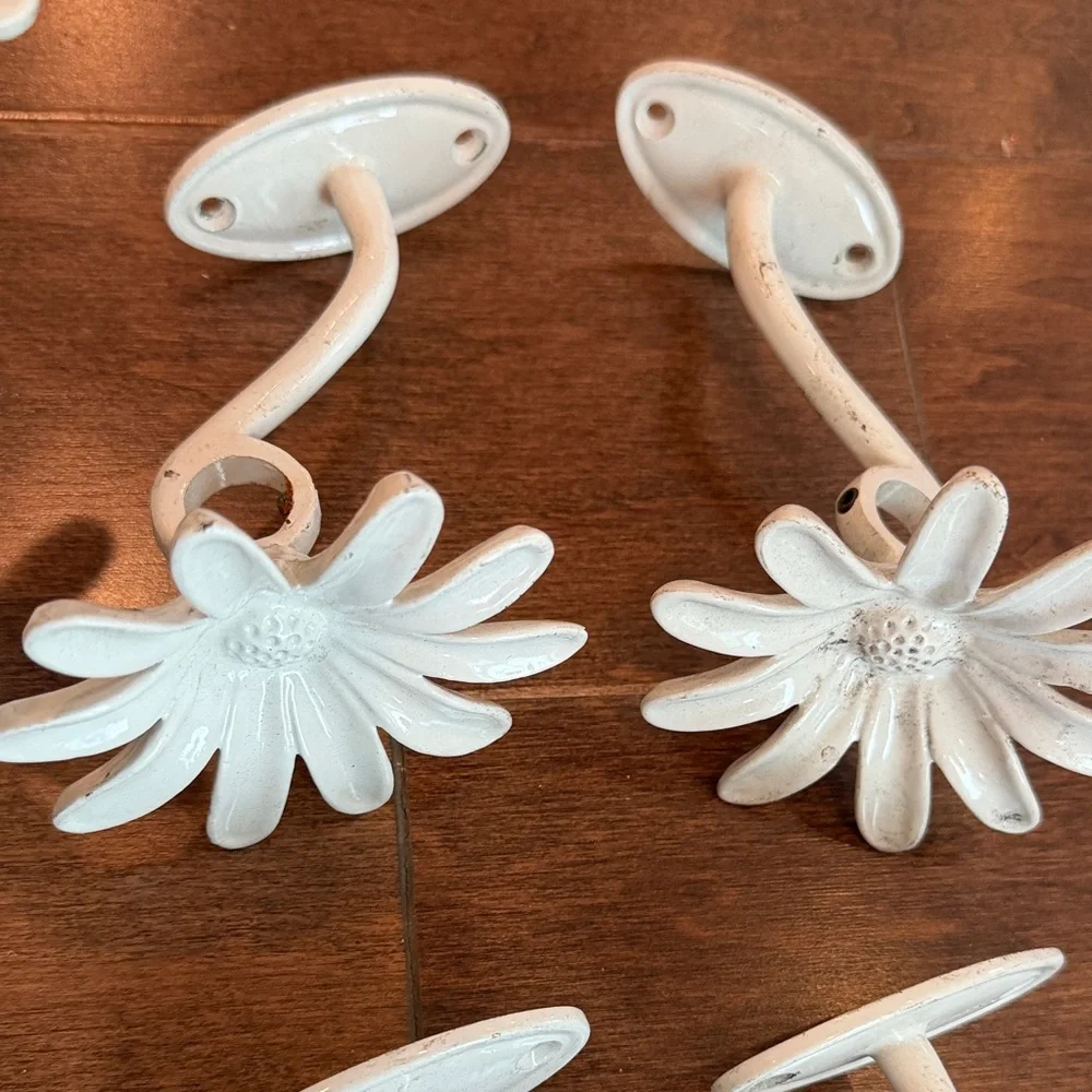 White Floral Wall Hooks and tiebacks